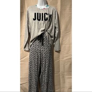 Juicy Couture Black Grey Long Sleeve Pant Pajama Set